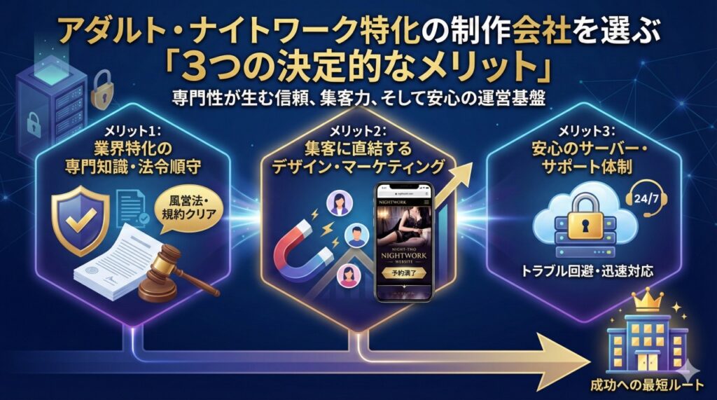 アダルト・ナイトワーク特化の制作会社を選ぶ「3つの決定的なメリット」