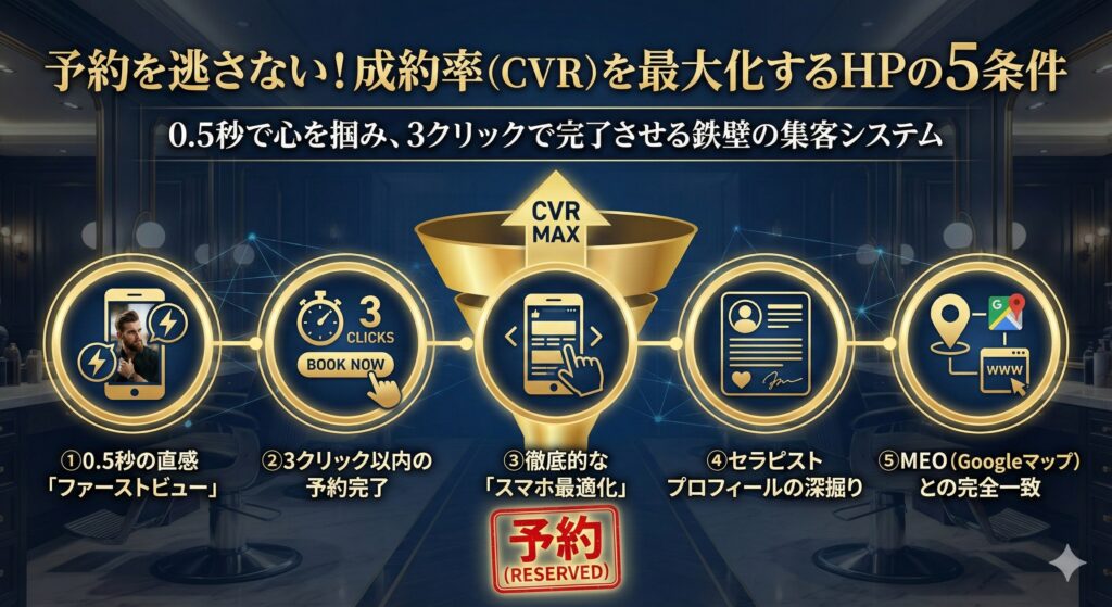 予約を逃さない!成約率(CVR)を最大化するHPの5条件