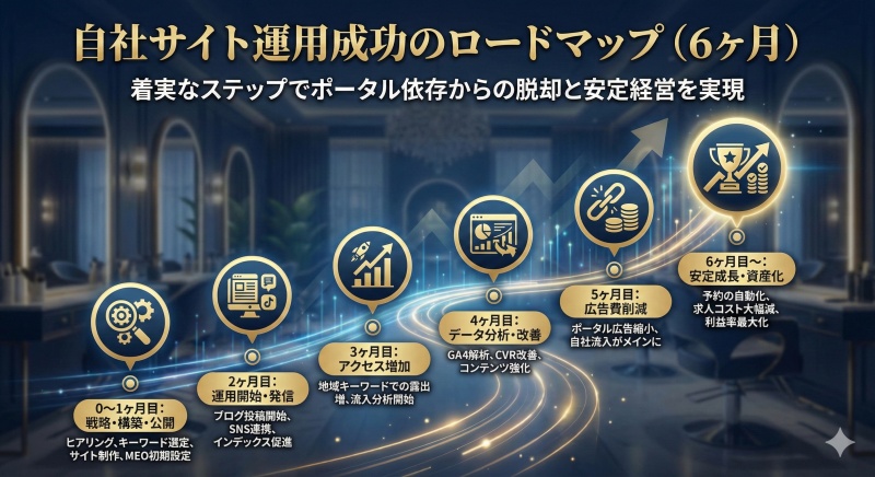 自社サイト運用成功のロードマップ（6ヶ月）